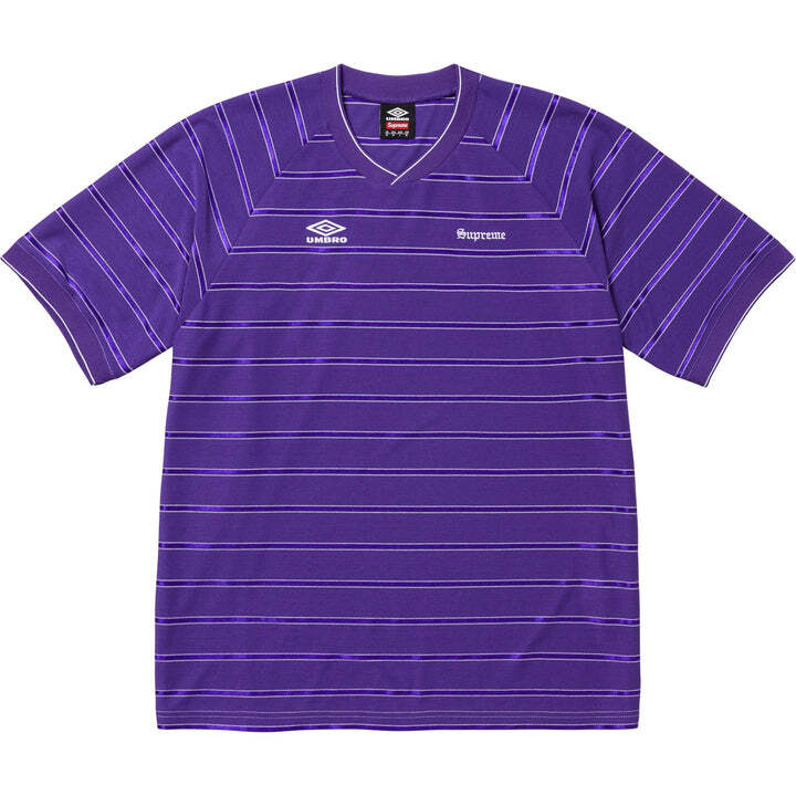 Футболка Supreme Umbro в полоску Фиолетовая XL