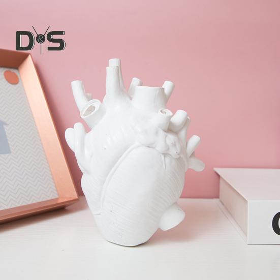 Herzförmige Blumenvase, menschliche Herzorgelform, Kunstharzvase, Tischdekor, Blumenhalter für Zuhause, Büro, Schreibtisch, Wohnzimmer