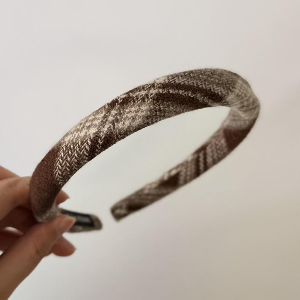 Korean Retro Plaid Bow Hair Tie - Women's High Skull Headband, New for Early Autumn 2025