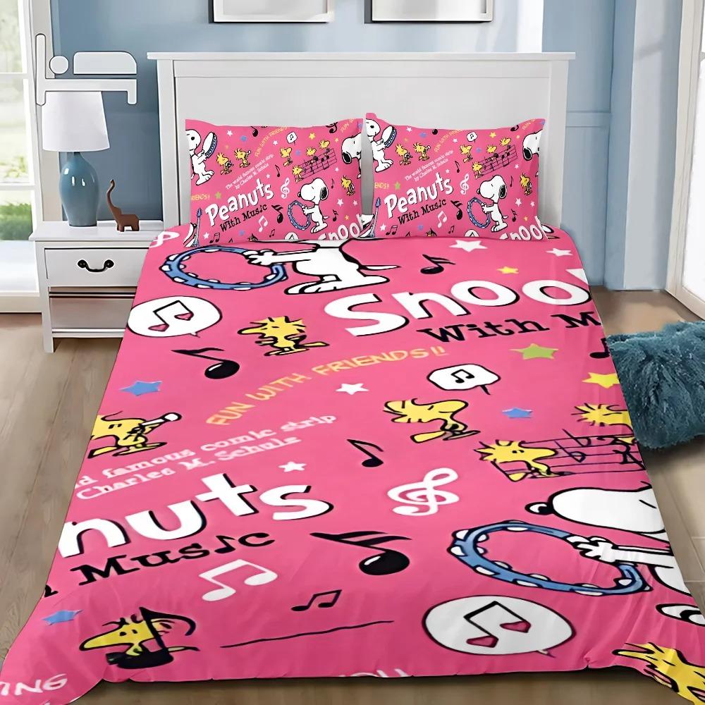 Snoopy Duvet Cover 3D Exquisite 3D Print Happy Puppy Bedding Set Comforter Bed Youth Home Decor Girls Boys Gift