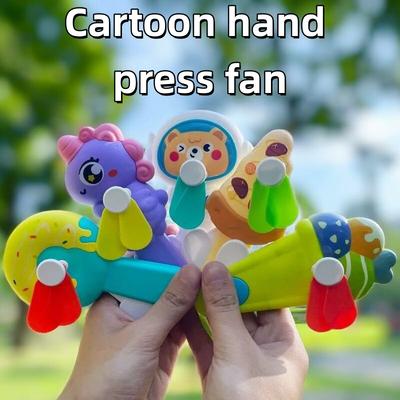 Cute Cartoon Hand Press Fan Portable Mini Summer Cooling Gadget for Kids and Adults Outdoor Camping and Daily Use Gift