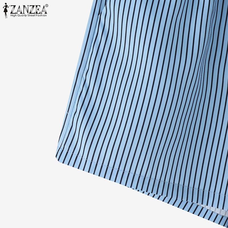 ZANZEA Womens Casual Drawstring Waist Summer Stripe Short Pants