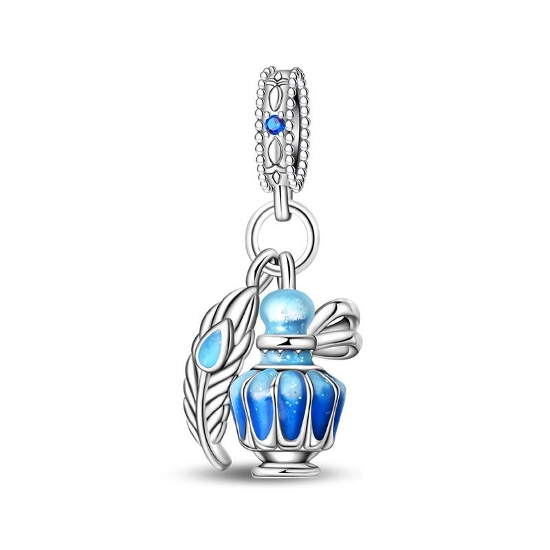 925 Sterling Silver Feather Colored Zircon Mask Beads Charms Pendants for Women Fit 925 Original Bracelets DIY Jewelry