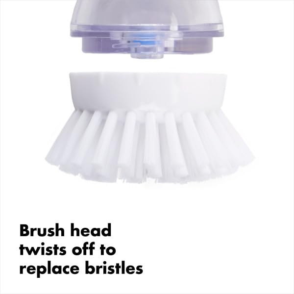 OXO Palm Brush Kitchen Brush with Detergent Dispenser Cleans and Other Kitchen Supplies One-Push - - Pots, Pans, Dishes,