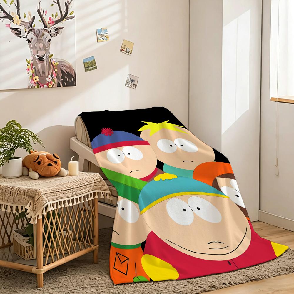 S-South Cartoon Park Throw Lightweight 240g Flannel Blanket Soft Skin-friendly for Summer Cooling