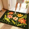 Elegant Cute Floral Print Carpet Rugs Non-slip Washable Door Mat for Entryway Kitchen Bathroom Home Decoration