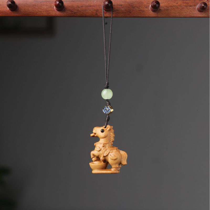 Zodiac Sheep Red and Green Sandalwood Rosewood Pendants & Keychains