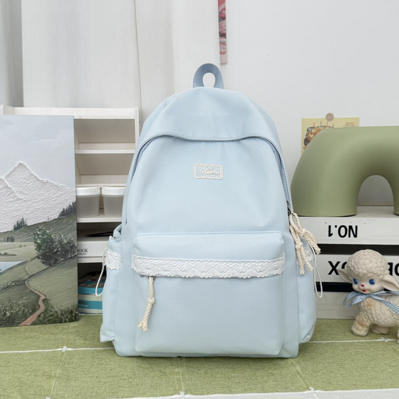 Schoolbag Japanese Girl Cute Schoolbag Ins Style Korean Female Niche Design Campus Simple Sweet Solid Color Backpack