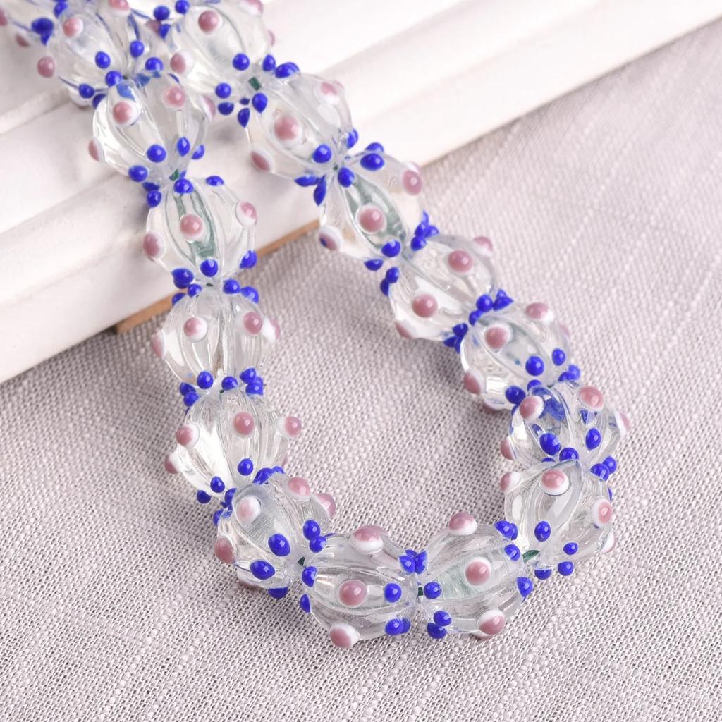 10pcs 12mm Round Pumpkin Shape Spots Handmade Lampwork Glass Charm Loose Beads for Jewelry Making Accessories DIY Crafts Findings