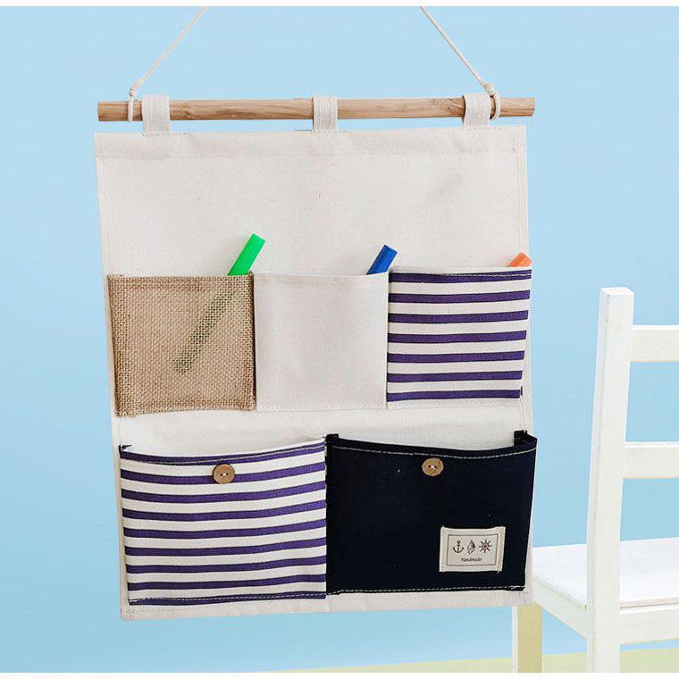 Multi-layer Fabric Hanging Storage Bag for Dormitory and Wardrobe Door, Wall-Mounted Phone Organizer