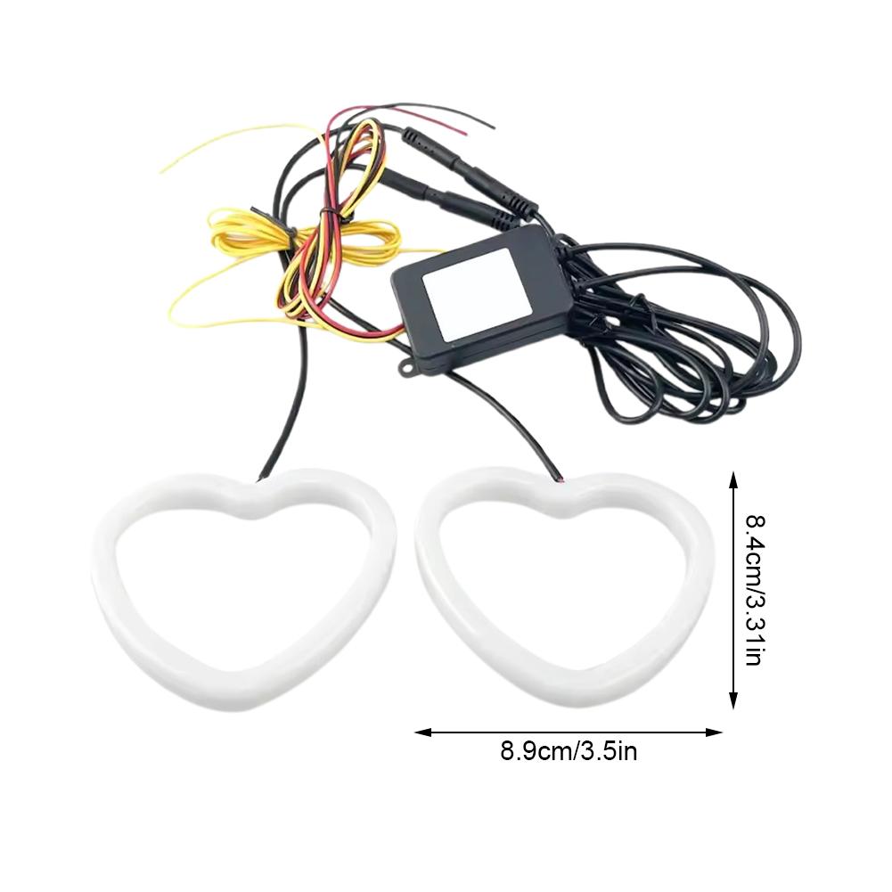 Car Angel Eyes RGB Cotton Halo Rings 12V Led Headlight DRL Motorcycle Angel Eye Heart Shaped With Amber Turning Light