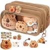 Capybara Plush Pencil Case - Large Capacity Pencil Case with 10 Compartments, Cute Stationery Bag for School Office College