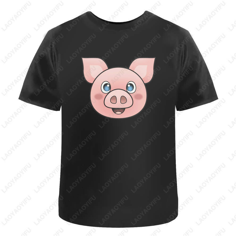 Happy Pig Face Mens Womens Cotton TShirts Summer Oneck Womens Print T Shirt Classic Simple Cartoon Kawaii Style Tee