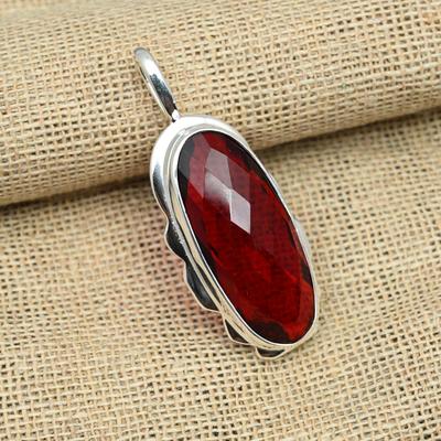 925 Sterling Silber Roter Granat handgefertigter Schmuckanhänger als Thanksgiving-Geschenk
