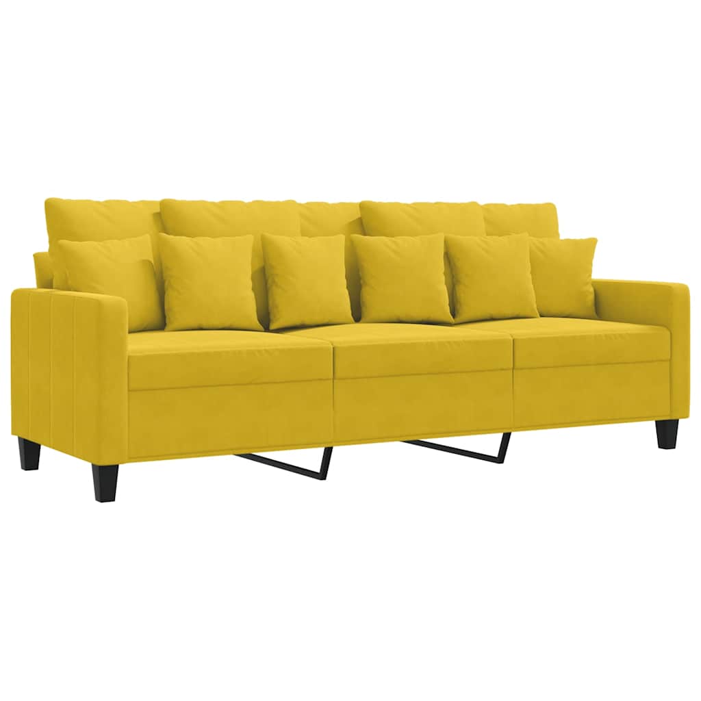 3 Seater Yellow Sofa 180 cm Velvet