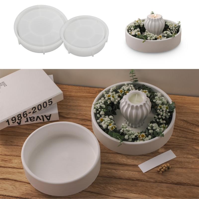 Round Storage Bowl Silicone Molds Candle Tray Molds Plaster Molds Epoxy Resin Molds Castings Molds Flower Pots Molds