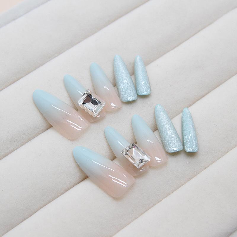 Cat's Eye Wearing Nail Piece Extravagant Drill Removable Nail Piece Advanced Nail Patch Simple and Gradual Change 24 Pieces