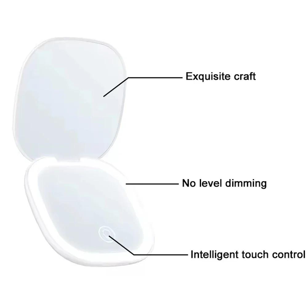 LED Lighted Travel Makeup Mirror Rechargeable 1x/5x Magnifying 3 Light Colors & Brightness Dimmable Portable Compact Mirror