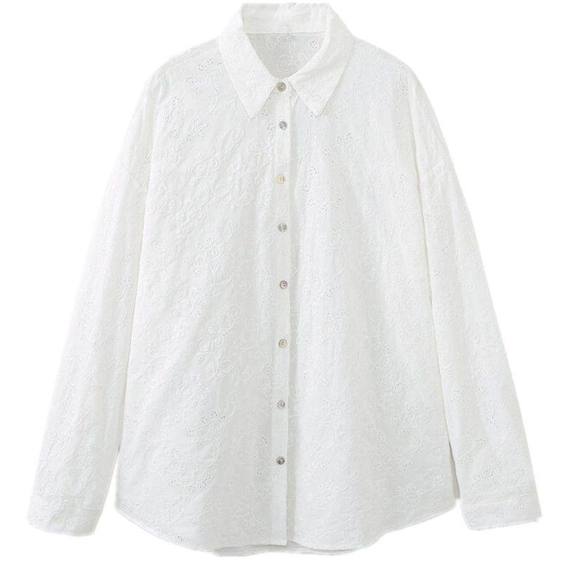 

Fashion Style 2024 Spring New Women s Clothing Stylish Slim Looking Easiest for Match Embroider Shirt 4387037 250 White L