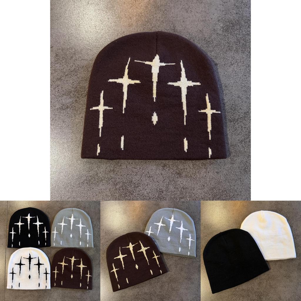 Acrylic Knit Hat For Men Women Fall Winter Warm Beanie With Letter Embroidery