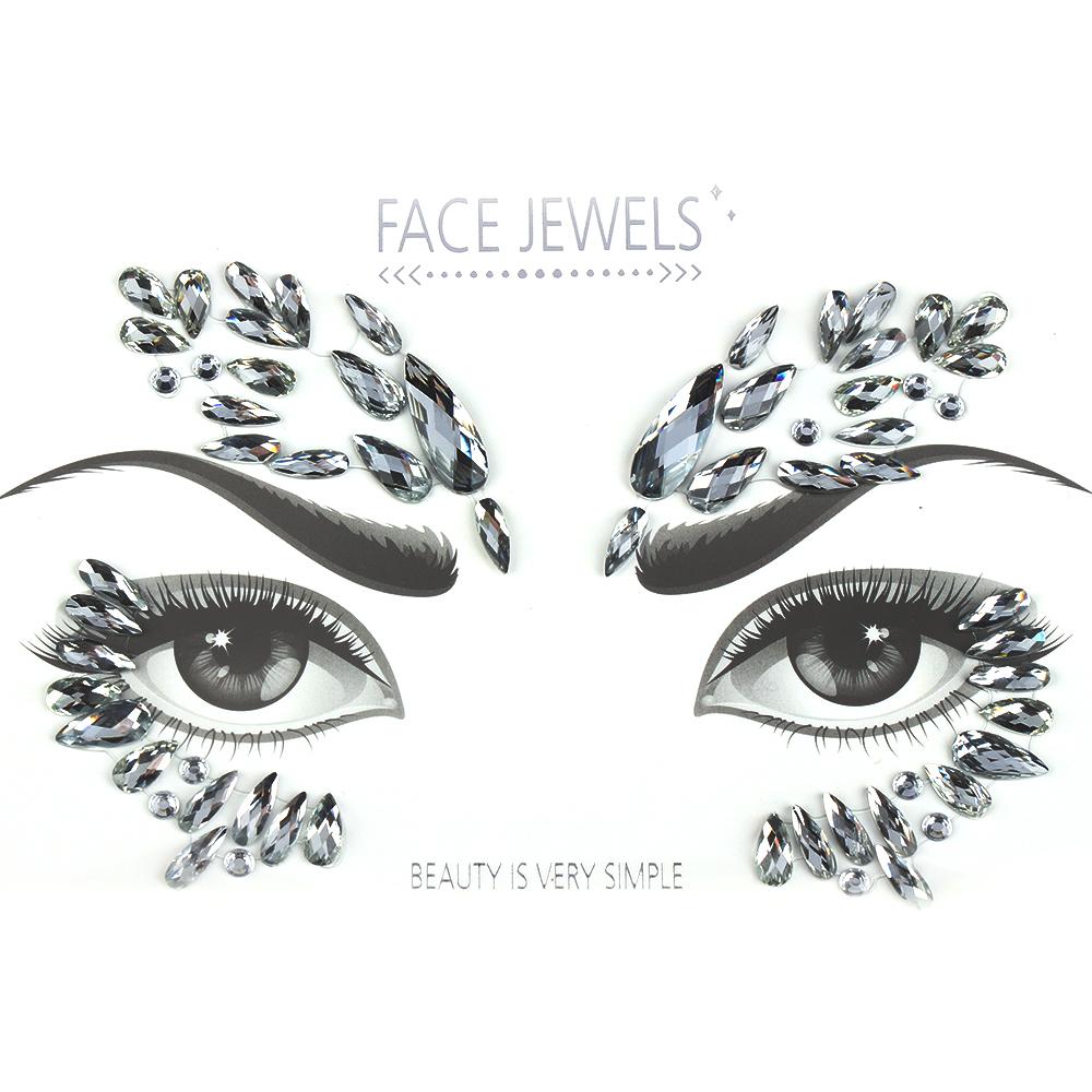 Fashion Colorful 3D Crystal Temporary Tattoo Face Gems Jewels Rhinestone Glitter Adhesive Stickers Festival Body Facial Decor