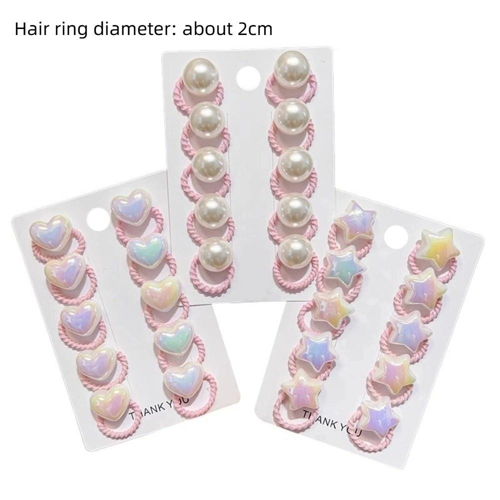 10pcs Star Heart Love Heart Star Hair Ties Headwear Kids Hair Ropes Cute Elastic Rubber Band  Baby