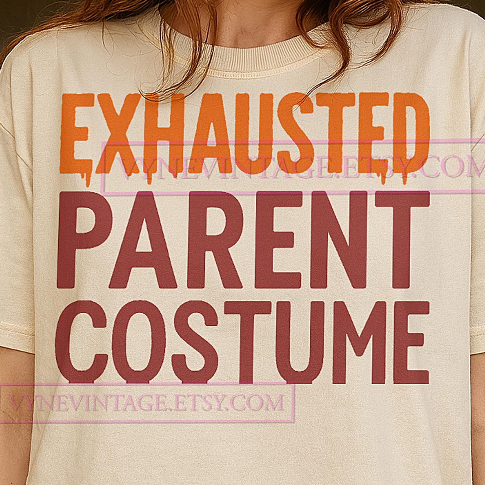 Exhausted Parent Costume T-Shirt, Funny Halloween Graphic Tee, Humorous Mom Dad Gift, Spooky Season Shirt, Parent Life Tee 3XL