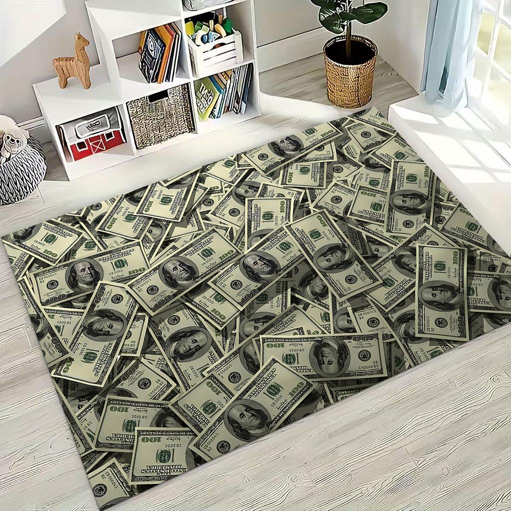 3D Personality Money USD Euro RICH Pattern Rug for Bedroom Living Room Sofa Home Doormat Decor,Large Kid Play Non-slip Floor Mat