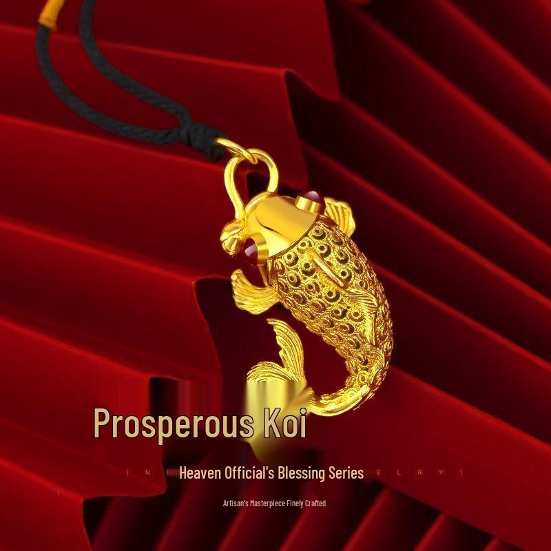 Premium Electroplated Gold Koi Fish Pendant: Symbolizing Prosperity and Abundance. Perfect Gift for Mom or Girlfriend.
