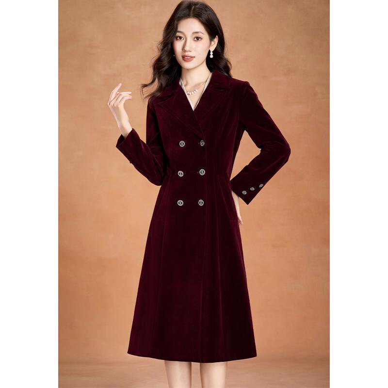 

Kebeier Women s Velvet Double-Breasted Wool Blend Coat XL