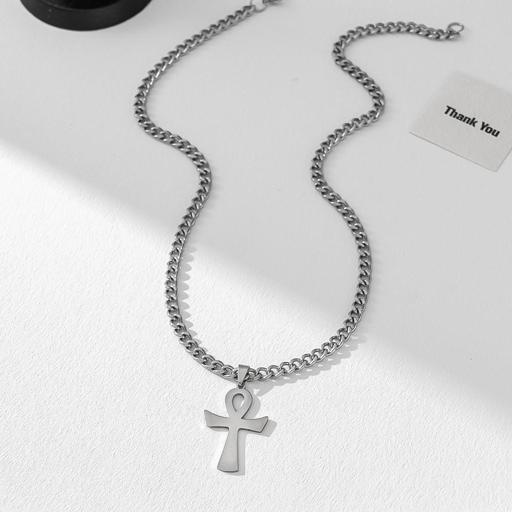 Minimalist Titanium Steel Pendant Necklace With Polished Finish For Unisex Fashion