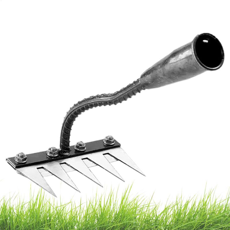 5/6 Teeth Garden Hoe Gardening Weeding Tools Manganese Steel Weeding Rake Grasping Raking Loosening Soil Nail Rake Farm Tools