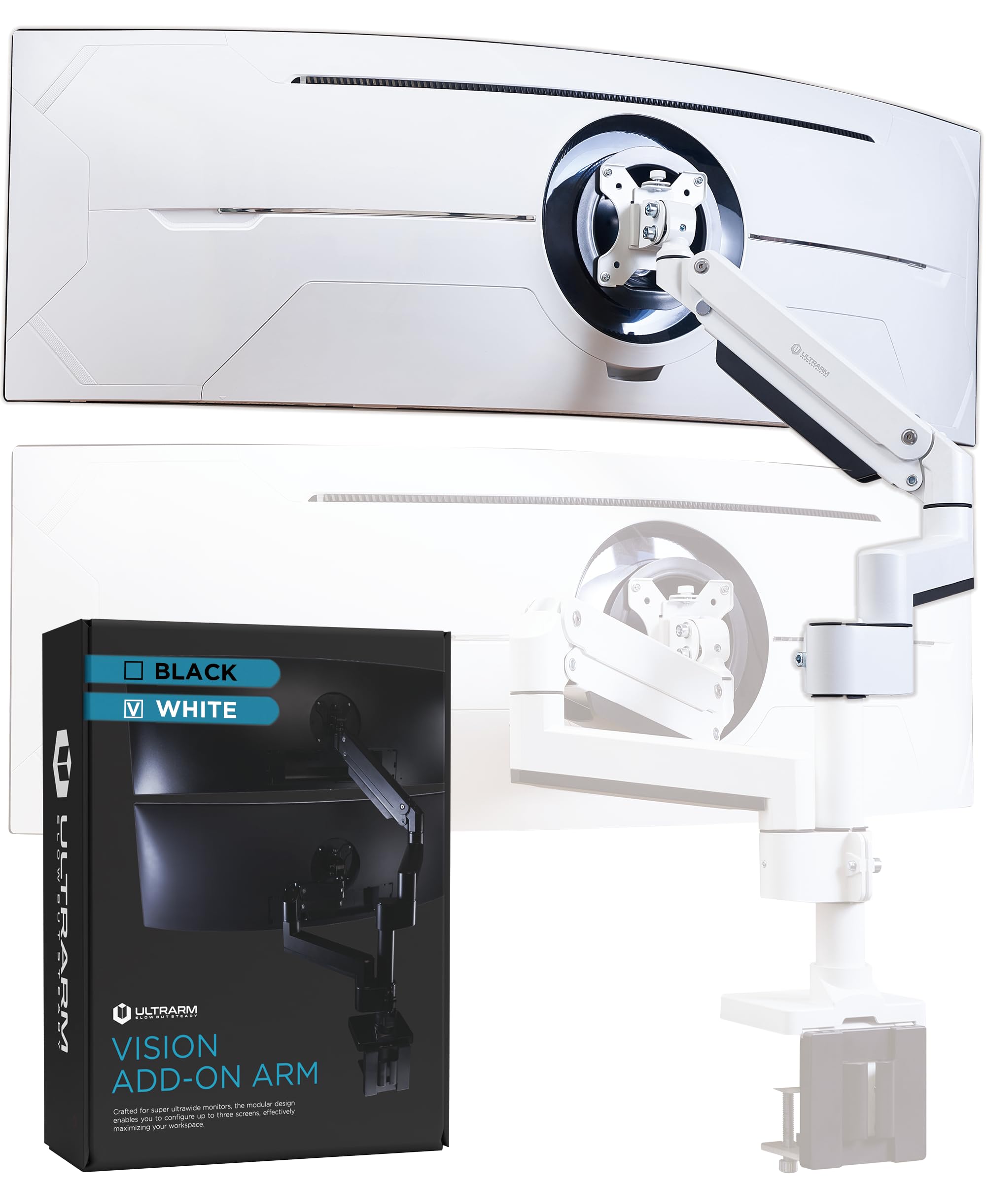 

ULTRARM Monitor Compatible with Inch 20kg Weight Pole High Compatible with VESA 75x75mm and Dual Monitor Top and Arm, Large, 17-57 Monitors, Capacity, белый