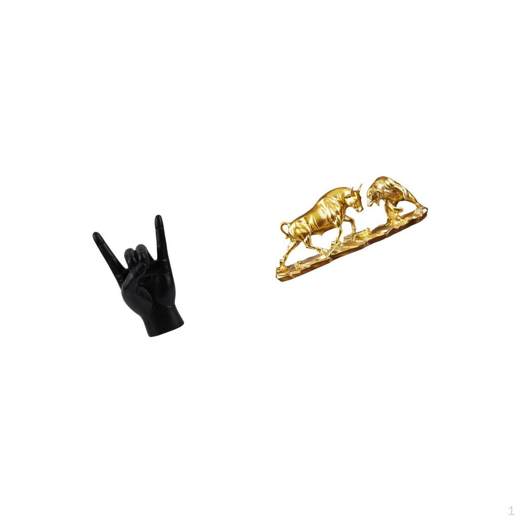 Rock Gesture Bull Hand Sculpture Modern Creative Animal Statue for Apartment Bedroom Restaurant Desk