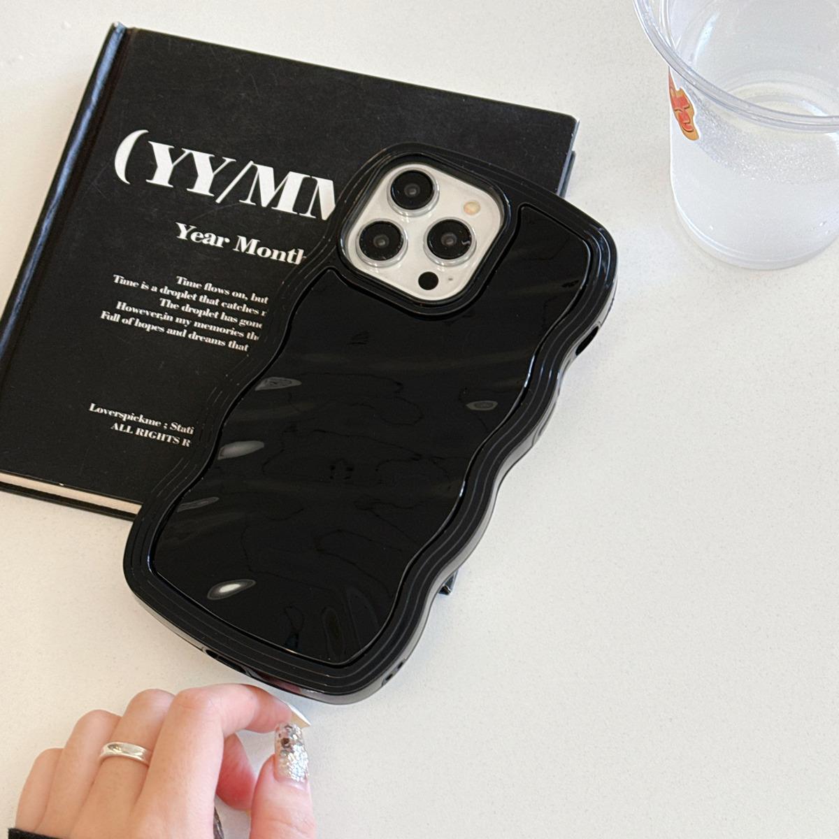 

Модный однотонный чехол с волнистым узором 2-в-1 для iPhone 15 14 13 Pro Max 12 11 iPhone 11 чёрный