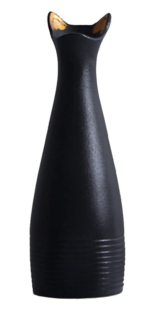 

Cute, Nordic-inspired ceramic cat vase in black and white. A moderately large 23cm vase (approx. 23cm high, black).