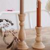 M-Wooden Candlesticks Unfinished Wood Candle Holder Pillar Taper Candle Stands For Wedding Party Birthday Home Table Decoration