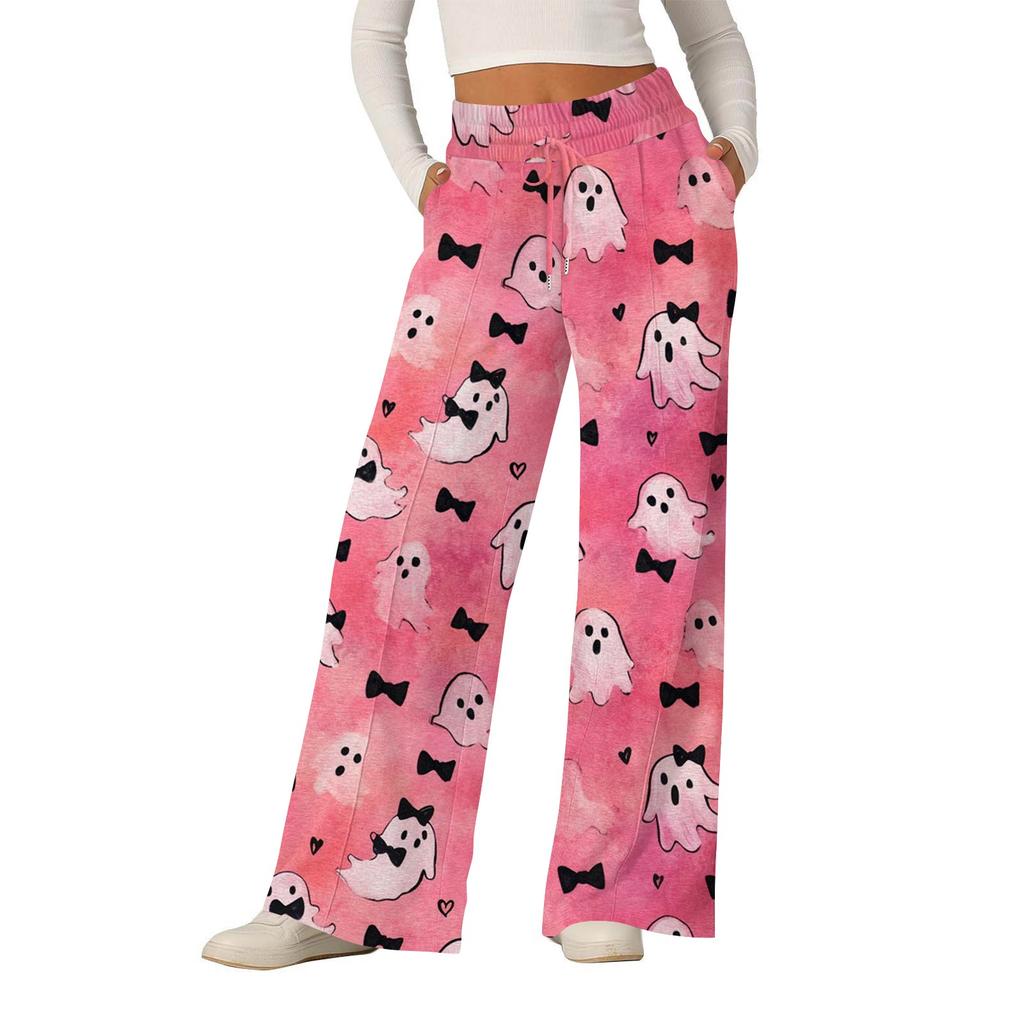 Women's Halloween Printed Fashionable Loose Casual Wide Leg Pants