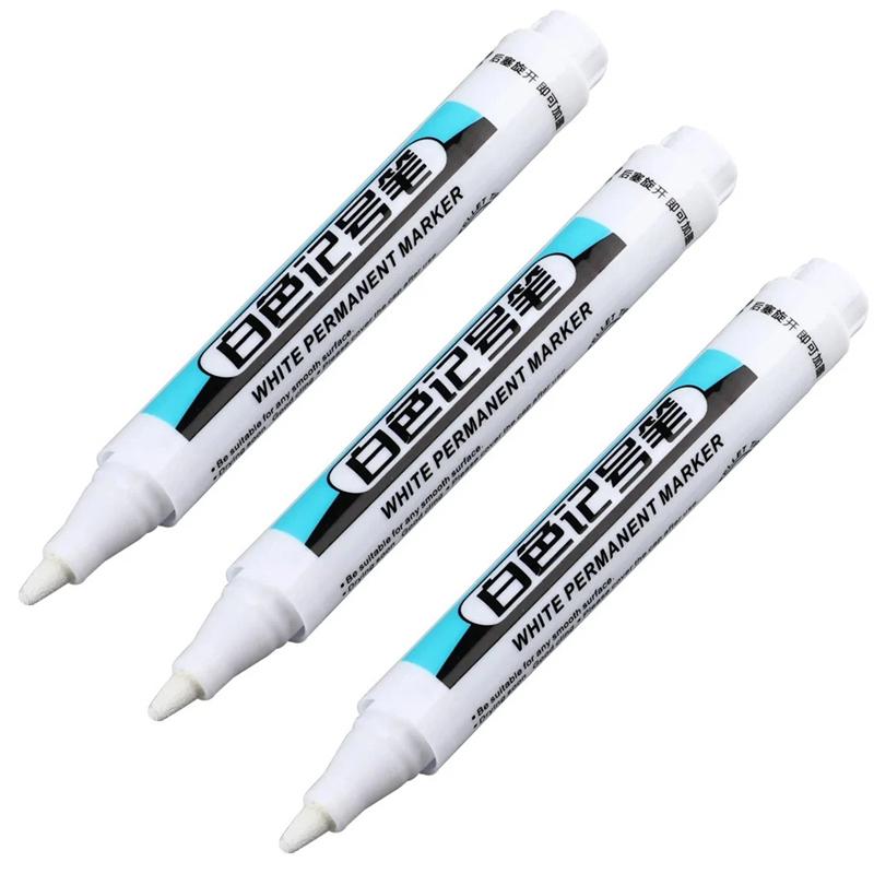 1-20Pcs White Permanent Marker Pens 0.7/1.0/2.5MM Markers Paint Pen For Plastic Leather Glass Stone Metal Art Painting Supplies