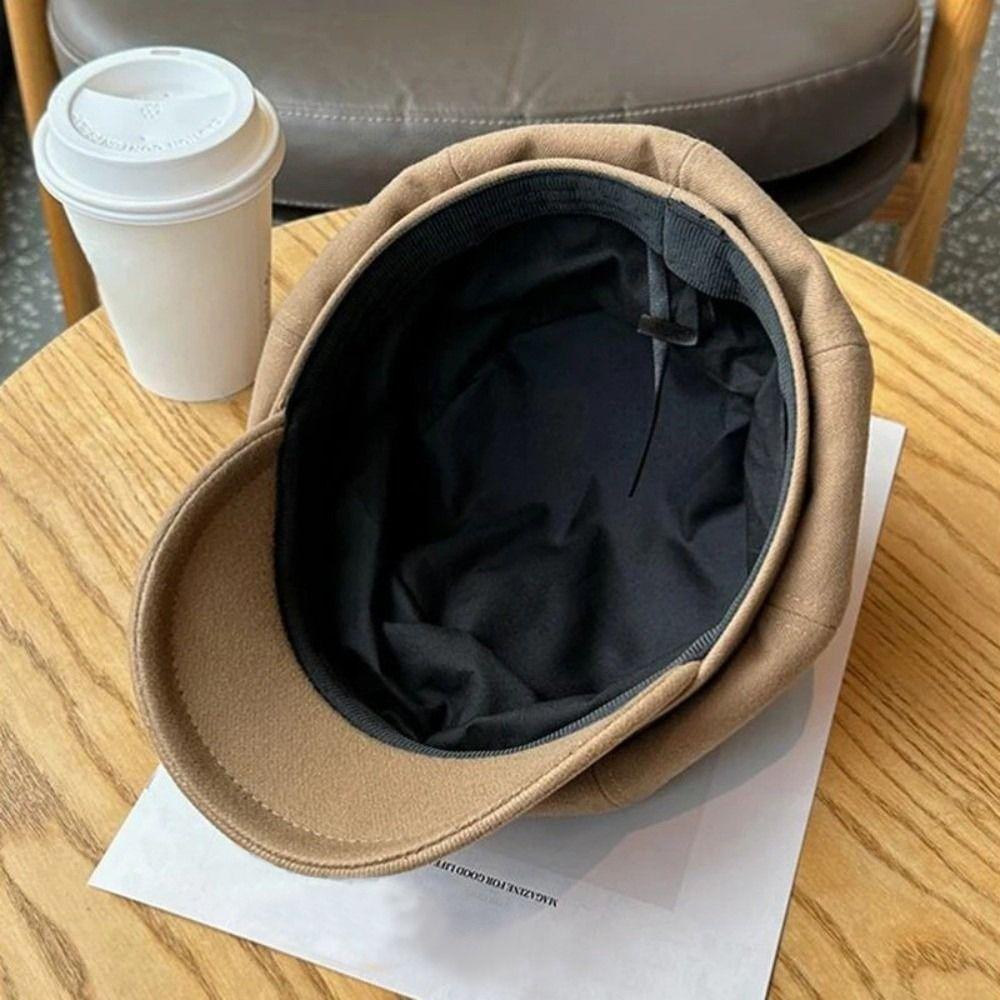 Windproof Beret Cap Solid Color Painter Peaked Hat  Autumn Winter Girl Accessories
