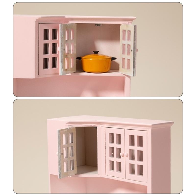 1/12 Dollhouses Kitchen Cabinet Miniature Furniture with Sink Craft Project Model Kitchen Room Scene Decorative Accessory