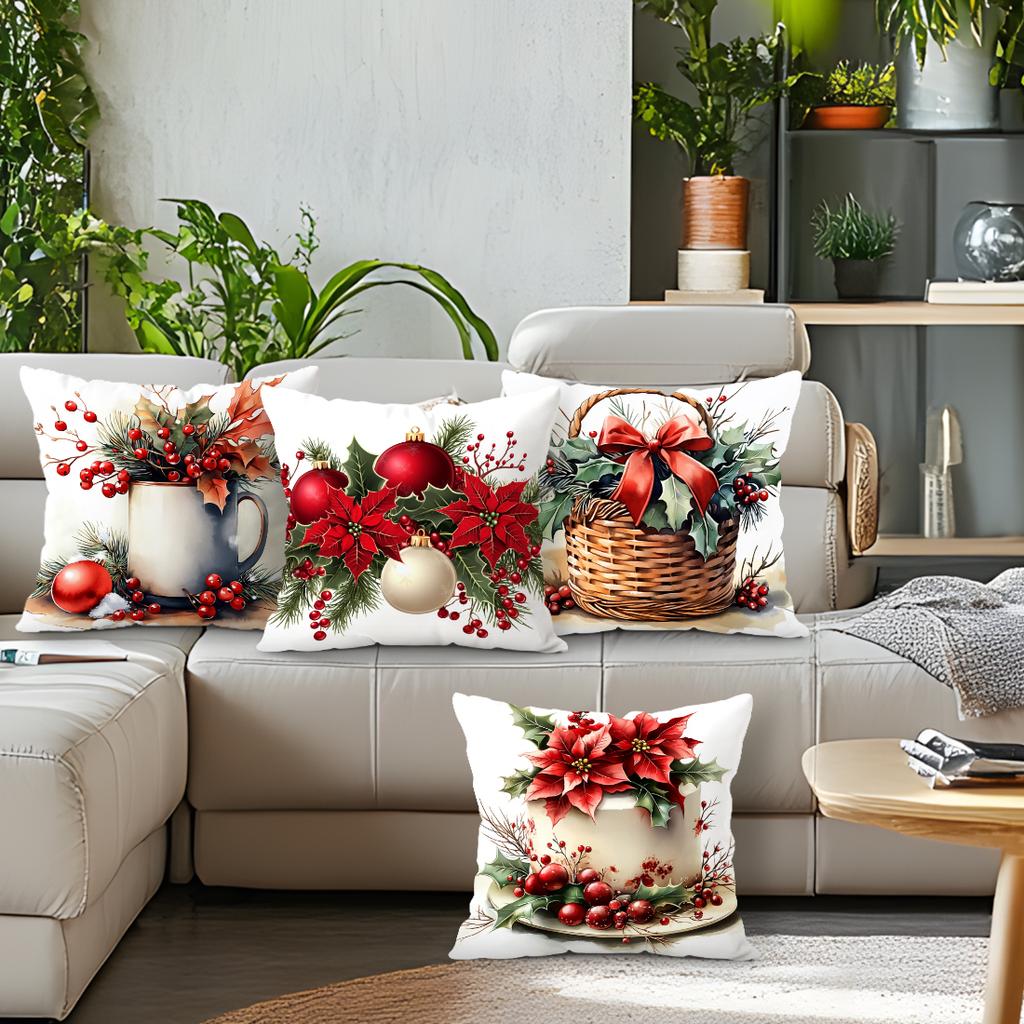 Christmas Decorations Pillowcase Printed Polyester 45X45Cm Throw Pillowcover Decorative Sofa Cushion Pillowslip Home Decor