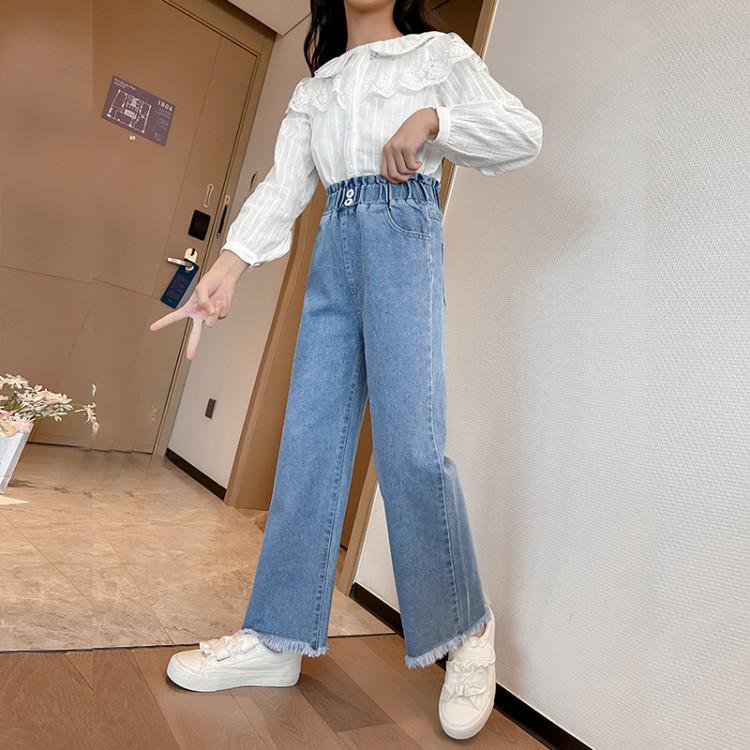 Blugi cu picioare largi de primăvară și toamnă 2023 pentru fete - stil coreean la modă pentru copii