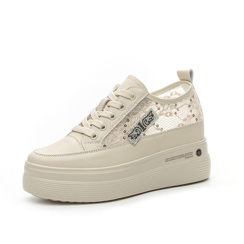 

Трендовые женские туфли Trend Sunday, новые туфли на толстой подошве-маффине, с внутренней высотой, увеличивающей рост, сетчатые белые туфли, повседневная спортивная обувь 39