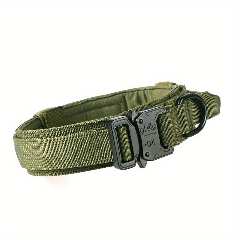 Military Tactical Dog Collar Adjustable Soft Nylon Outdoor Training K9 Collar with Handle and Metal