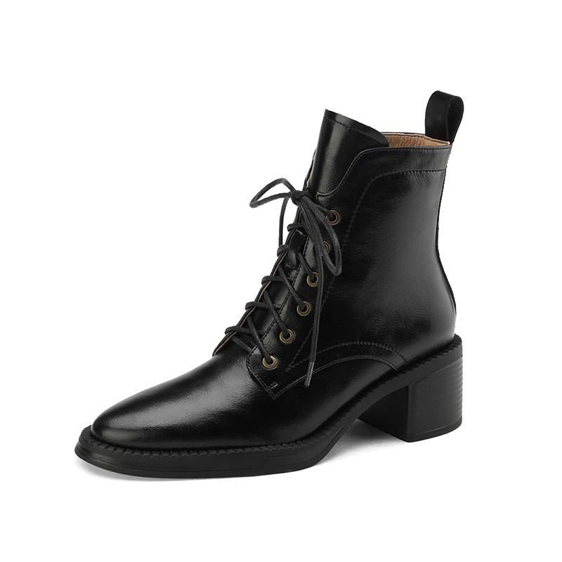 Dámské kotníkové boty Štípaná hovězí kůže Vysoké podpatky Zip Šněrování Černá Hnědá Gotické Elegantní Dámské kotníkové boty Vysoká kvalita Ručně vyráběné boty