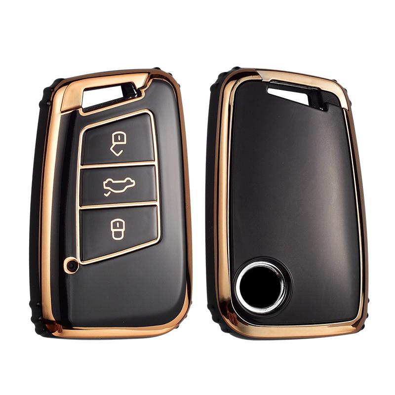 

Гальванизированный чехол для автомобильного ключа TPU для VW Volkswagen Magotan Passat B8 Skoda Superb Kodiaq A7 Smart Remote Fob Protector Case чёрный