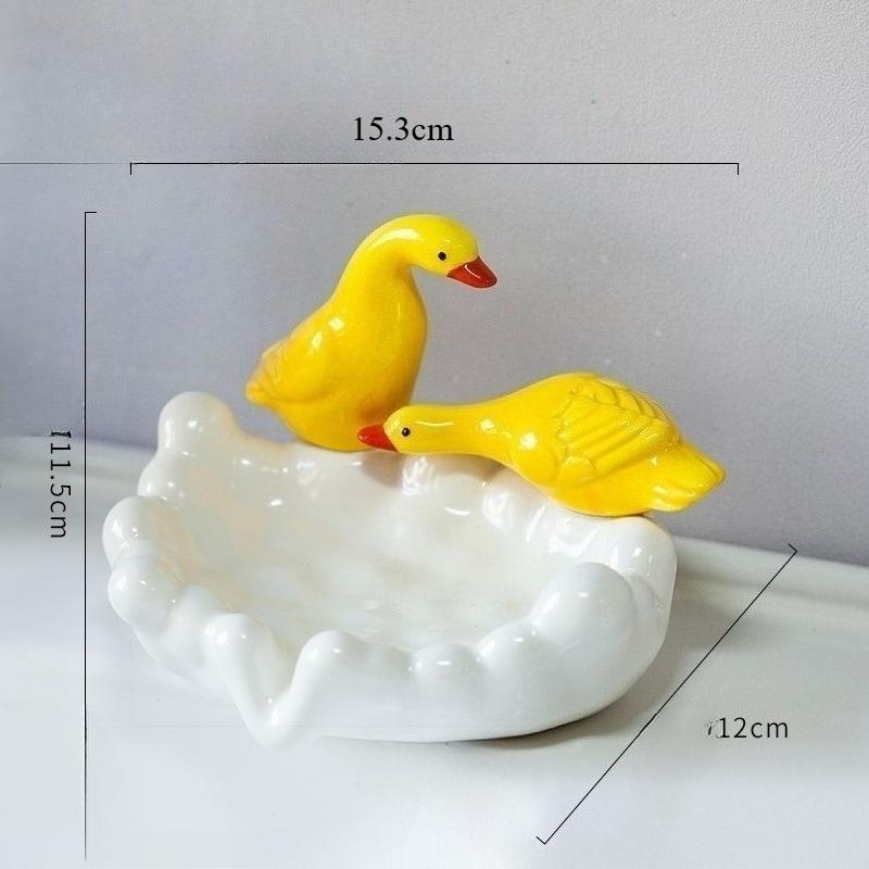 

New Ceramic Soap Box Cute Duck Bathroom Soap Dish Holder Anti-stagnant Water Rack Washing Table Decoration жёлтый