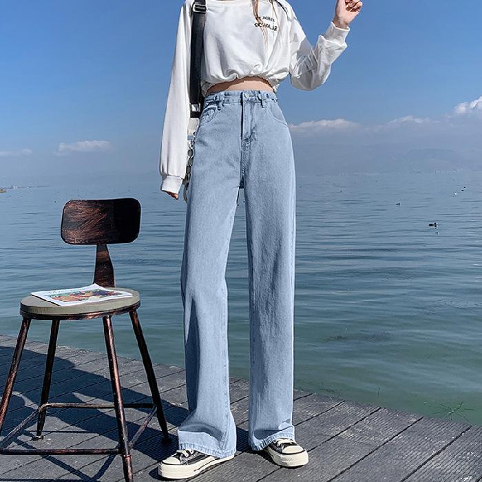 

Женские джинсы с высокой талией, винтажные, прямого кроя, повседневные, свободного кроя, с широкими штанинами, модные, стройнящие, трендовые, осенне-весенние брюки 2XL