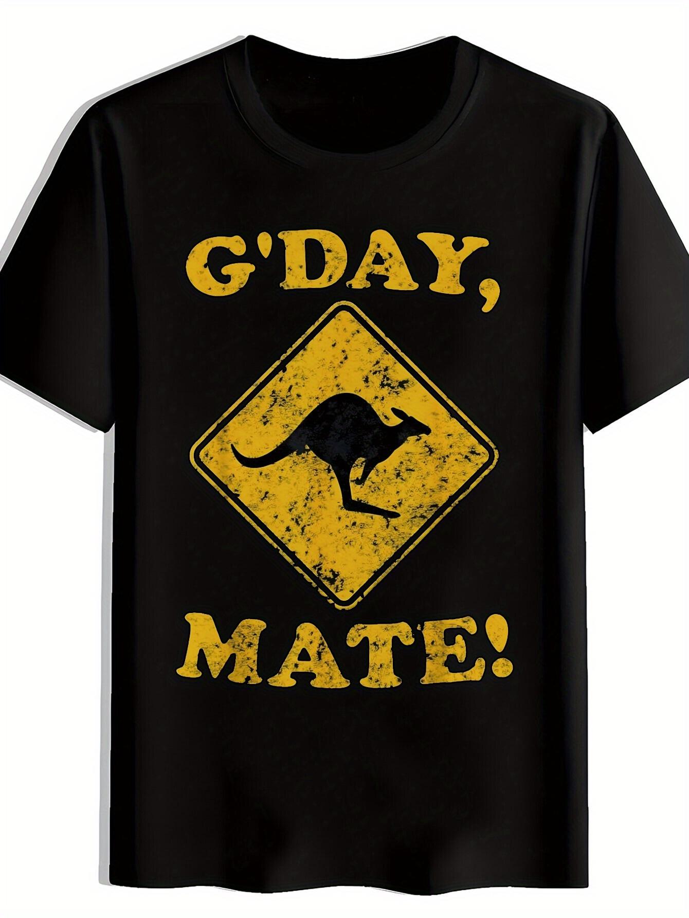 G Day Mate!  Graphic T-shirt - Black Casual Summer Tee with Kangaroo Emblem XXL